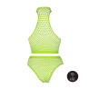 Ouch! Glow Ensemble Bustier et Culotte Filet Vert Fluo
